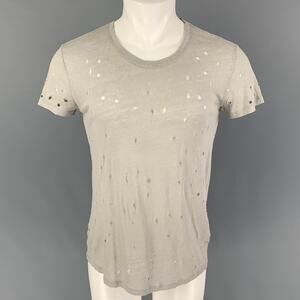 IRO Size S Light Gray Distressed Linen Crew-Neck Clay T-shirt